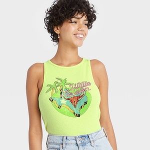 Willie Nelson Lime Green Tank Size Medium
